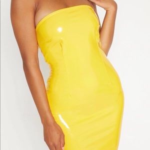 Yellow Vinyl Bodycon Dress